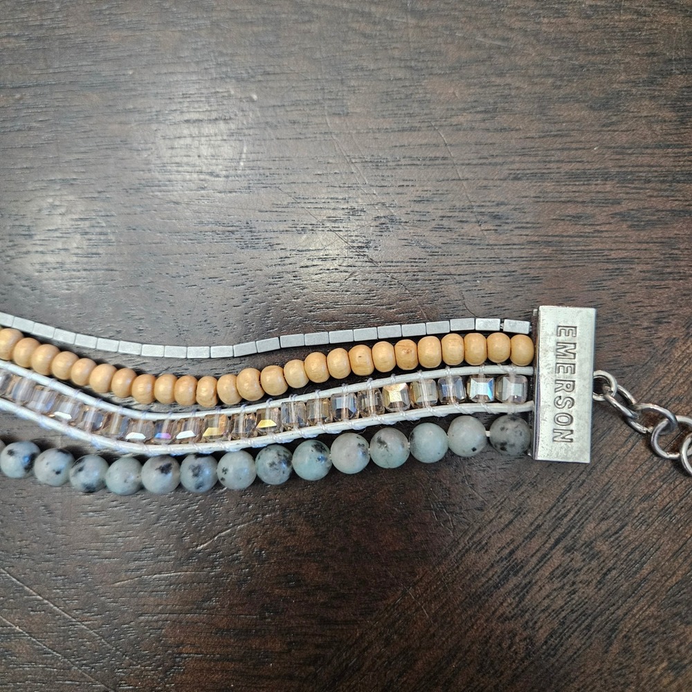 Victoria Emerson Multi-Strand Boho Wrap Bracelets Lot of 2 Stone Wood Leather - Picture 6 of 10
